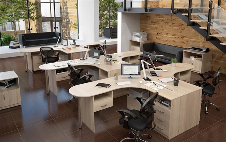 Набор мебели в офис SIMPLE с эргономичными столами, тумбами, шкафами в Курске - изображение 2